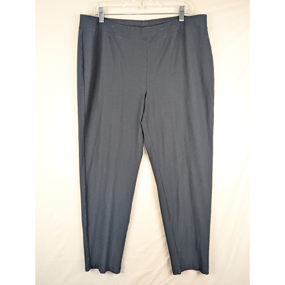 Eileen Fisher Pants Womens XL Navy Stretch Crepe Tapered Ankle Slacks